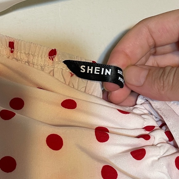 NWOT SHEIN red & white polka dot 2 piece crop top & flowy skirt set both size M - Picture 6 of 8